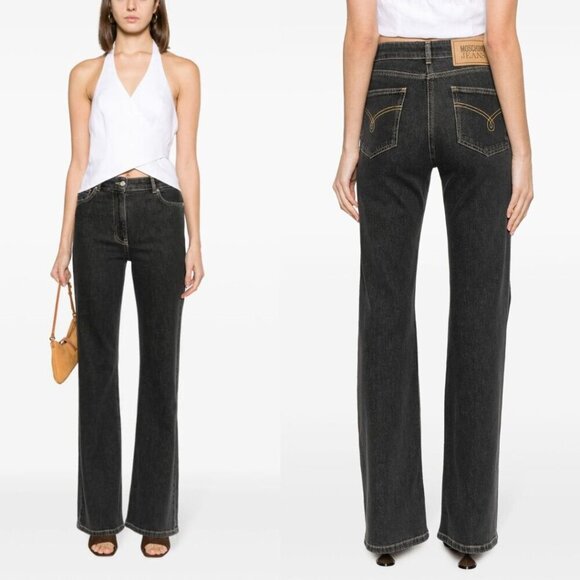 MOSCHINO JEANS High-Rise Flare-Leg Jeans in Black size 32 - Picture 1 of 10